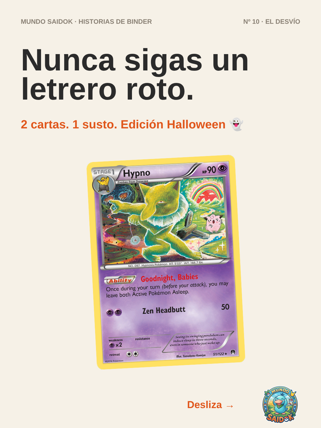 Portada Binder Storytelling Nº12 El Desvío: cartas Hypno y Clefairy de BREAKpoint