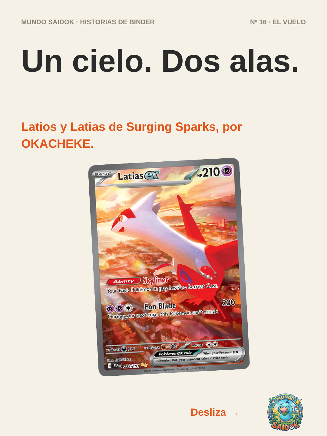 Portada Binder Storytelling Nº17 El Vuelo: cartas Latios y Latias ex
