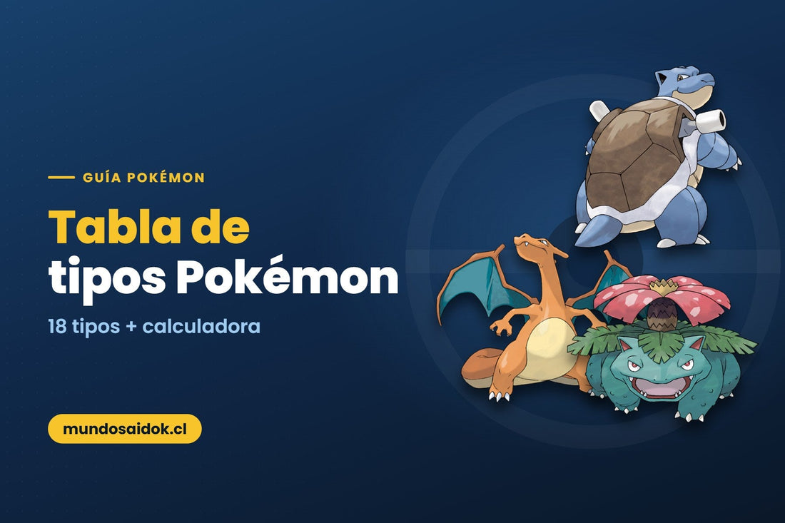 Portada de la guía: Tabla de tipos Pokémon — 18 tipos + calculadora | Mundo Saidok
