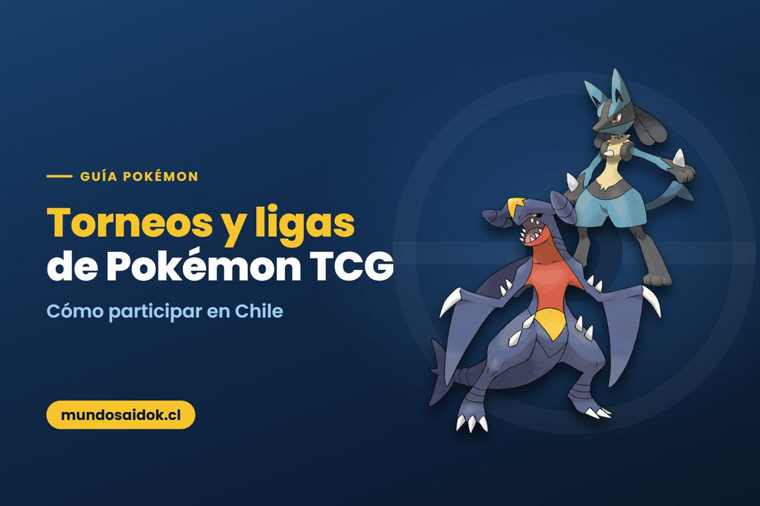 Portada de la guía: Torneos y ligas de Pokémon TCG — Cómo participar en Chile | Mundo Saidok