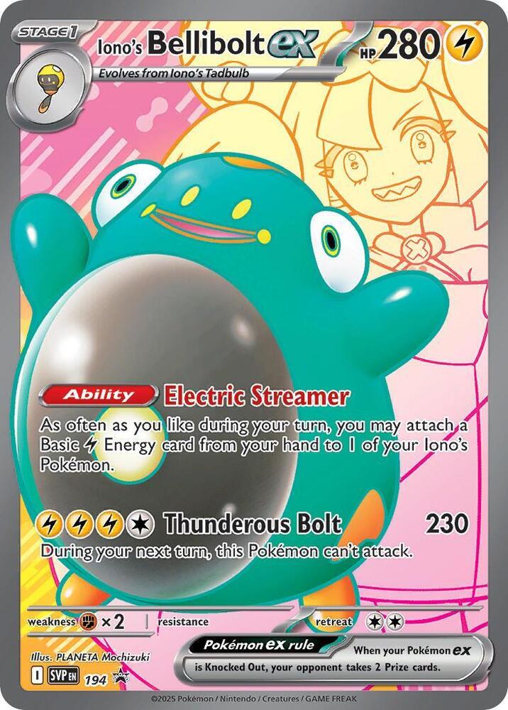Carta Pokémon Iono's Bellibolt ex - 194 194