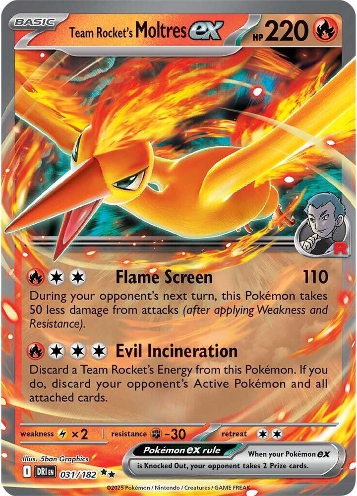 Carta Pokémon Team Rocket's Moltres ex 031/182