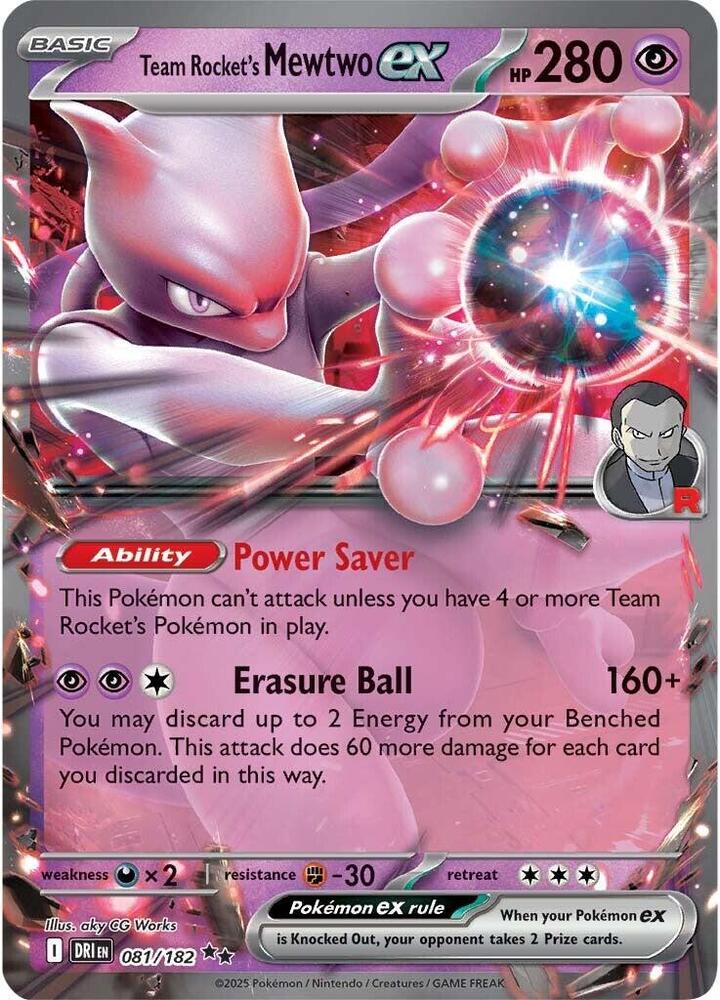Carta Pokémon Team Rocket's Mewtwo ex - 081/182 081/182