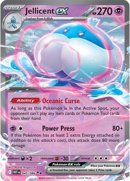 Carta Pokémon Jellicent ex 045/086