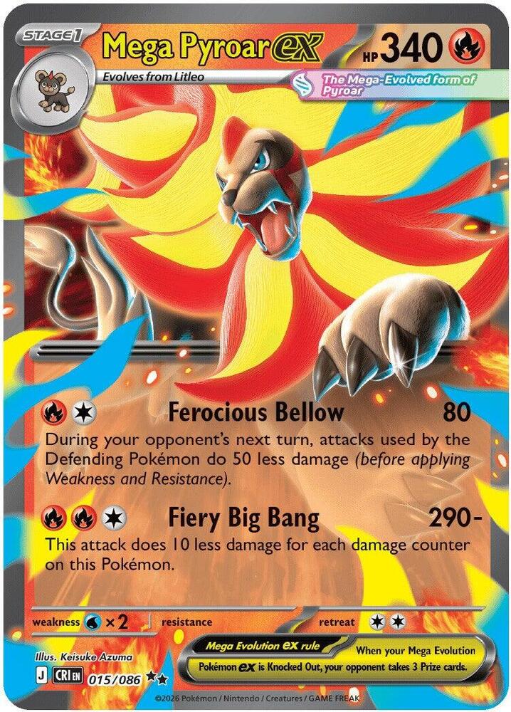 Carta Pokémon Mega Pyroar ex - 015/086 015/086