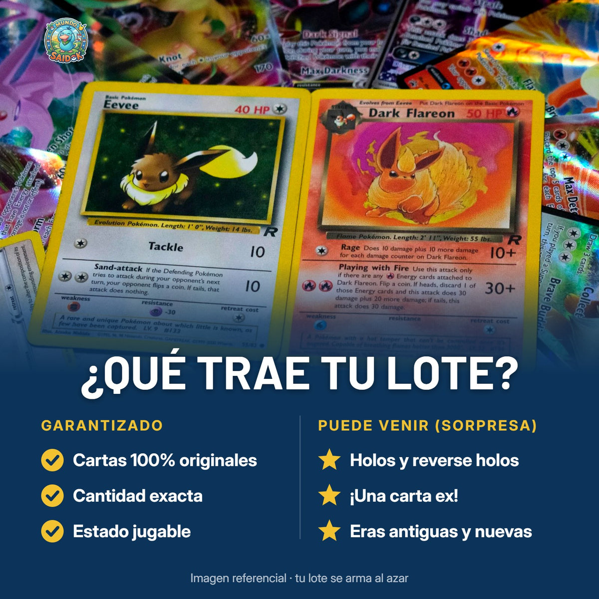 Qué trae el lote de cartas Pokémon: cartas originales, cantidad exacta, holos y posible carta ex - Mundo Saidok Chile